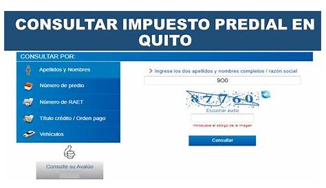Consulta de impuestos prediales (obligaciones tributarias) - Quito
