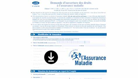 Ouverture de droit CPAM - Télécharger le formulaire en ligne