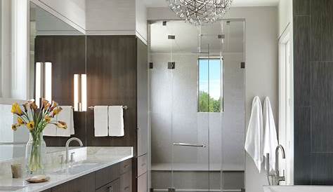 Contemporary custom Master Bathroom in Grey and White by Addison and