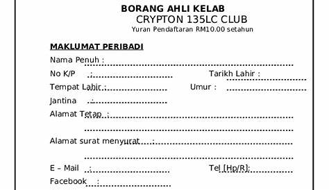 (PDF) BORANG AHLI KELAB | Mohd Sufikar Bin Meching Student - Academia.edu