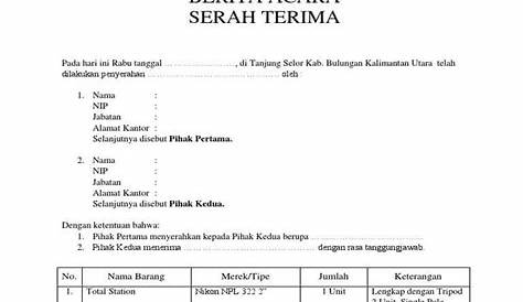 Form Serah Terima Barang - [XLS Document]