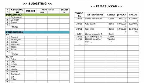 Form Keuangan Rumah Tangga Excel - Rumah Tangga