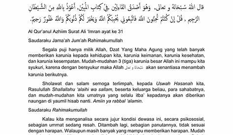 Materi Khutbah Jum'at Singkat namun Padat - IKRIMA