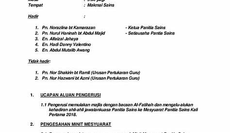 Contoh Minit Mesyuarat Kali Pertama Pdf | Images and Photos finder