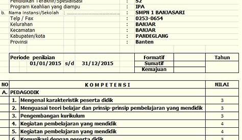 hasil scan contoh cara pengisian lembar catatan fakta PKG penilaian