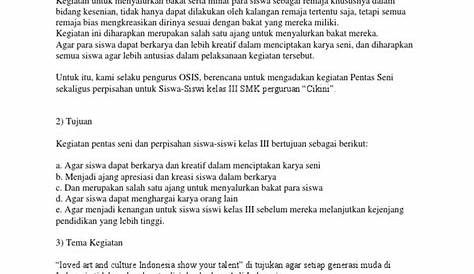 Contoh Proposal Kegiatan Pentas Seni Budaya – Berbagai Contoh