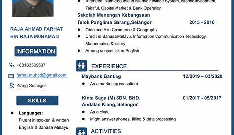 Bahasa Melayu Contoh Resume Terbaik Contoh Resume Contoh Cv Terbaik - Riset