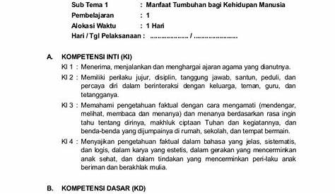 RPP Kelas 3 Tema 1, 1 Lembar Halaman Kurikulum 2013 Tahun 2020 Terlengkap