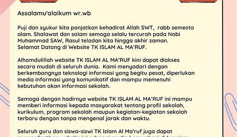 Sambutan Kepala Sekolah TK – Official Website Yayasan Al-Ma'ruf