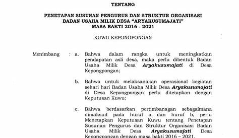 Contoh Format SK Pengurus BUMDes Terbaru [Doc-PDF] | FORMAT