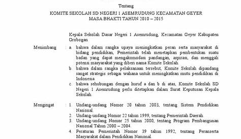 Contoh Sk Penetapan Pengurus Komite Sekolah - IMAGESEE