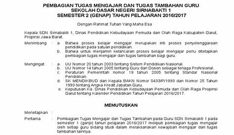 Contoh Sk Pembagian Tugas Guru Tk - IMAGESEE