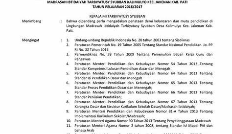 Contoh SK Pembagian Tugas Mengajar di MI dan Lampirannya - MATERI KULIAH