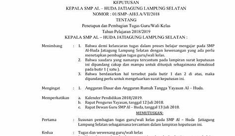 CONTOH FORMAT SK PEMBAGIAN TUGAS GURU TERBARU - Buku Ajaran SMA SMK