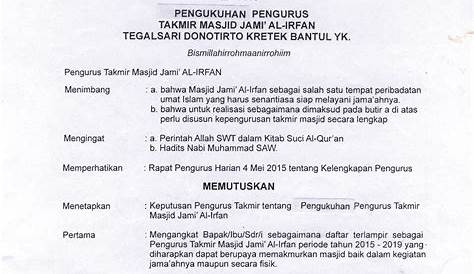 7+ Contoh Organisasi Masjid TERLENGKAP Struktur Takmir & DKM