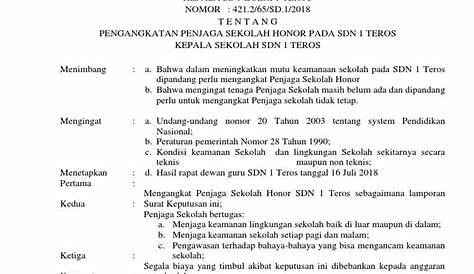 Contoh SK Petugas / Penjaga Sekolah SD & SMK - Contoh Surat CV Proposal