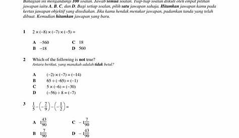 Contoh Soalan Matematik Tingkatan 2 Kssm - Kunci Ujian