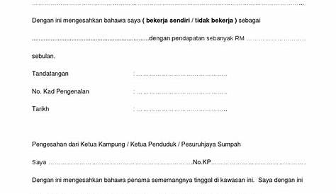 Contoh Surat Pengesahan Pendapatan In English Tengok - Letter Website