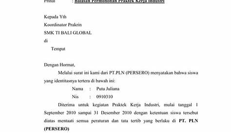 Contoh Surat Balasan Permohonan Kunjungan - Surat permohonan : Desain