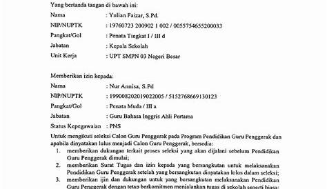 Contoh Surat Izin Guru Tidak Masuk Mengajar Terbaru