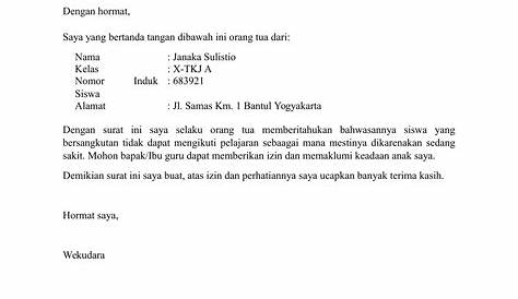 Contoh Surat Permohonan Izin Untuk Kepala Sekolah - Surat permohonan