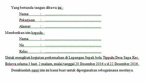 Contoh Surat Izin Orang Tua Untuk Mengikuti Kegiatan Kampus