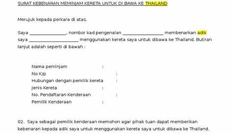 Contoh Surat Kebenaran Menggunakan Kenderaan Untuk Grab Imagesee - Riset