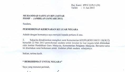 Contoh Surat Kebenaran Bercuti - IMAGESEE