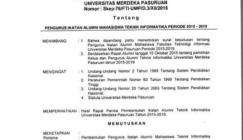 Contoh Surat Keputusan ( SK ) Penerimaan Siswa Baru File Word