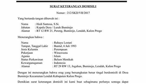 Contoh Surat Keterangan Kelurahan Surabaya Tahun Jadul - Surat