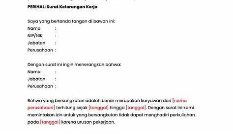 Surat Keterangan Kerja Kosong