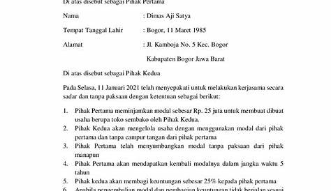 Contoh Surat Kontrak Kerja Sederhana