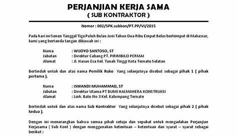 5 Contoh Surat Kontrak Kerja Perusahaan Sesuai Aturan - Berbagi Cerita