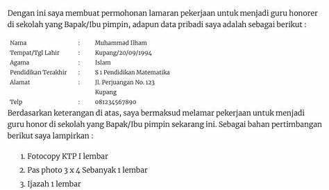 Contoh Surat Lamaran Pekerjaan Guru Berdasarkan Inisiatif Sendiri