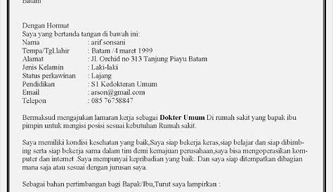 Contoh Surat Lamaran Kerja Admin Klinik Delinewstv - Riset