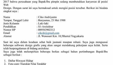 Contoh Surat Lamaran Kerja Bahasa Inggris Formal - Surat Surat Kerja