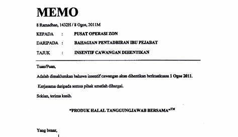 Contoh Memo Bahasa Melayu Dokumen Tips Contoh Surat Memohon Dan - Riset