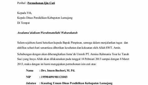 Contoh Surat Cuti Kerja Tahunan Untuk Pegawai Bank 2022 - matamu