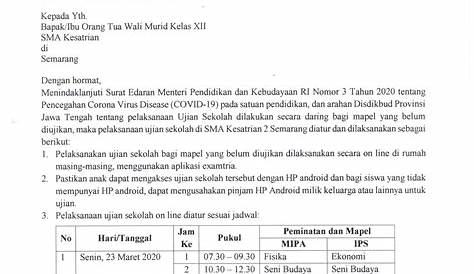 Inilah 12+ Contoh Surat Pemberitahuan Jadwal Ujian Sekolah - Referensi