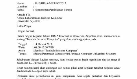 Contoh Surat Peminjaman Barang Sekolah - IMAGESEE