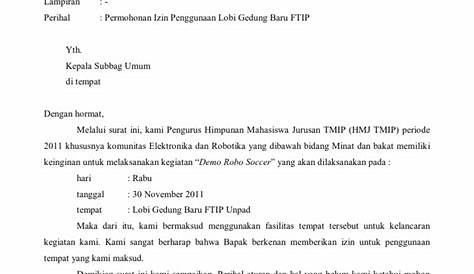 Contoh surat peminjaman ruang