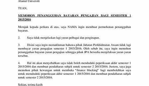 Contoh Surat Pengurangan Bayaran Pinjaman : Surat Rasmi Penangguhan