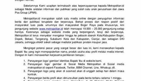 Contoh Surat Penawaran Kerjasama Konsinyasi - bpfasr