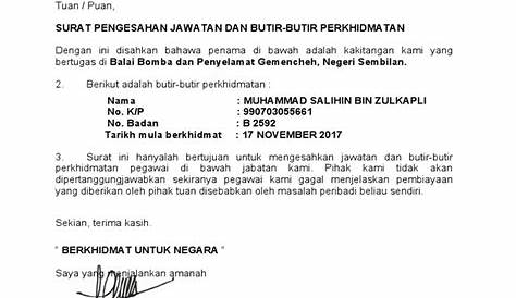 Contoh Surat Pengesahan Majikan Kerajaan