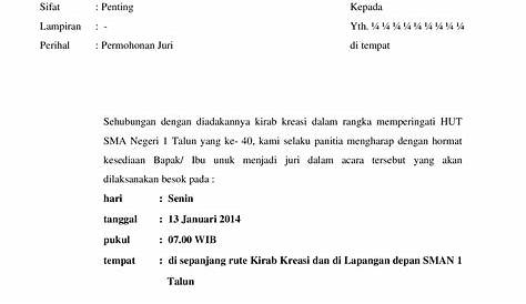 Contoh Surat Permohonan Sebagai Juri