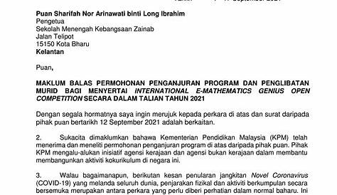 Contoh Surat Permohonan Kelulusan Program - IMAGESEE