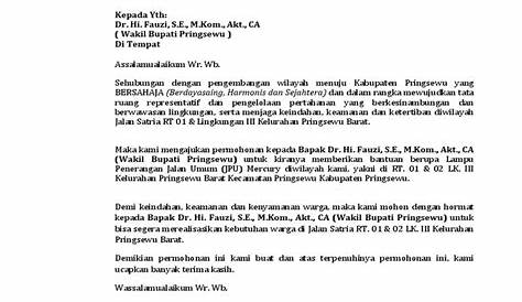 Contoh Surat Permohonan Lampu Penerangan Jalan Umum - Surat permohonan