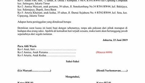 Surat Keterangan Ahli Waris Dki Jakarta - Contoh Surat