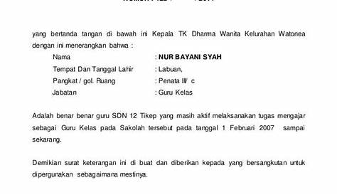 Contoh Surat Pernyataan Aktif Mengajar Dari Kepala Sekolah - Kumpulan