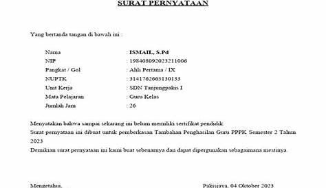 Contoh Surat Pernyataan Belum Memiliki Sertifikat Pendidik Surat - Gambaran